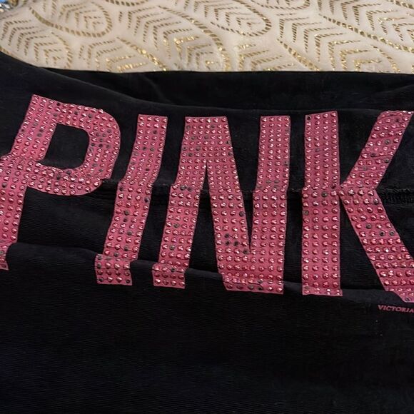 Vintage VS pink black bootcut sweatpants sequin rhinestone bling medium - Picture 8 of 10
